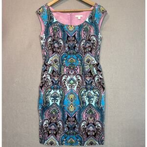 New York‎ & Company Dress 10 Sleeveless Paisley Baroque Bold Chic Glam Statement